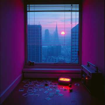 Neon lights are bleeding through my window pane