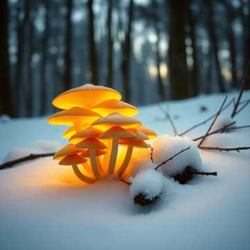 Bitlo.ru - Грибочки Лисички на снегу, рыжие на белом, что ...