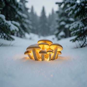 Bitlo.ru - Грибочки Лисички на снегу, рыжие на белом, что ...